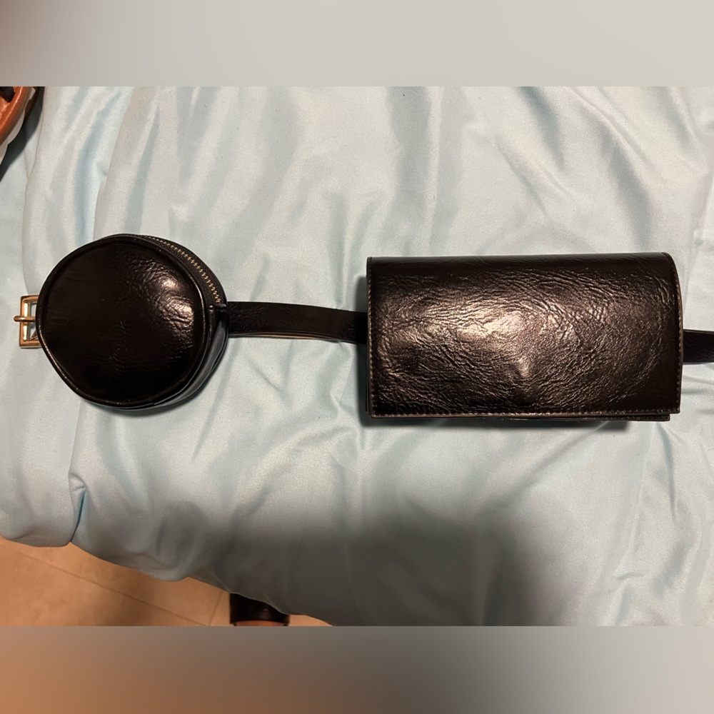 Black Leather Belt Bag